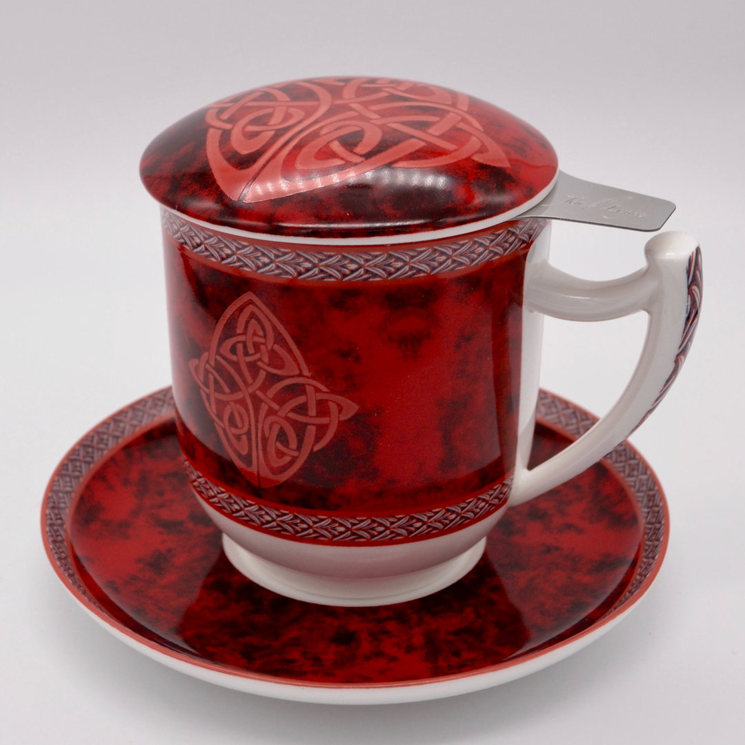 Tasse mit Sieb 4-teilig, Celtic, rot - Tealogic