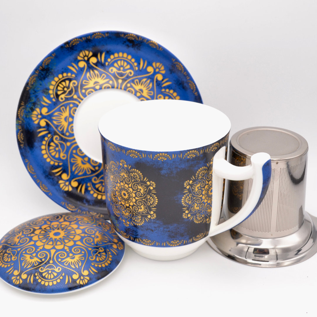 Tasse mit Sieb 4-teilig, Raffaella, blau - Tealogic